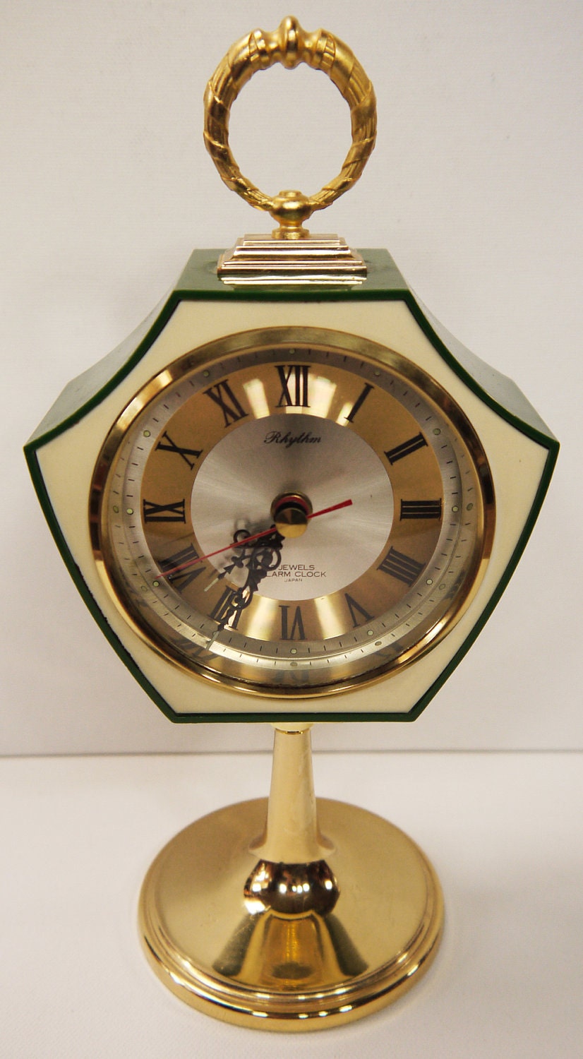 Vintage Mid Century Alarm Clock Rhythm of Japan 2 Jewels
