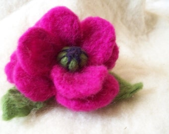 needle felted flower brooch