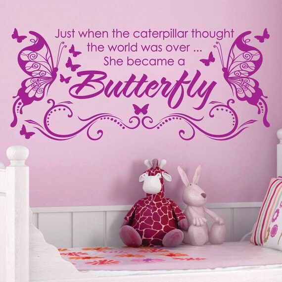 Items similar to She became a BUTTERFLY Vinyl Wall Decals Saying Quote