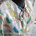on sale: Vintage 80s Shirt - Ladies Vintage Secretary Shirt with Colorful Paint-like Splashes