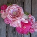Shades of Pink Rosette Wedding or Maternity Sash Vintage-inspired w/ Handrolled Fabric Rosettes and Feathers
