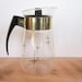 Vintage Coffee Carafe with Pyrex Glass, Black Lid & Gold Star Graphics - Mid Century Corning 6 Cup Serving Pitcher