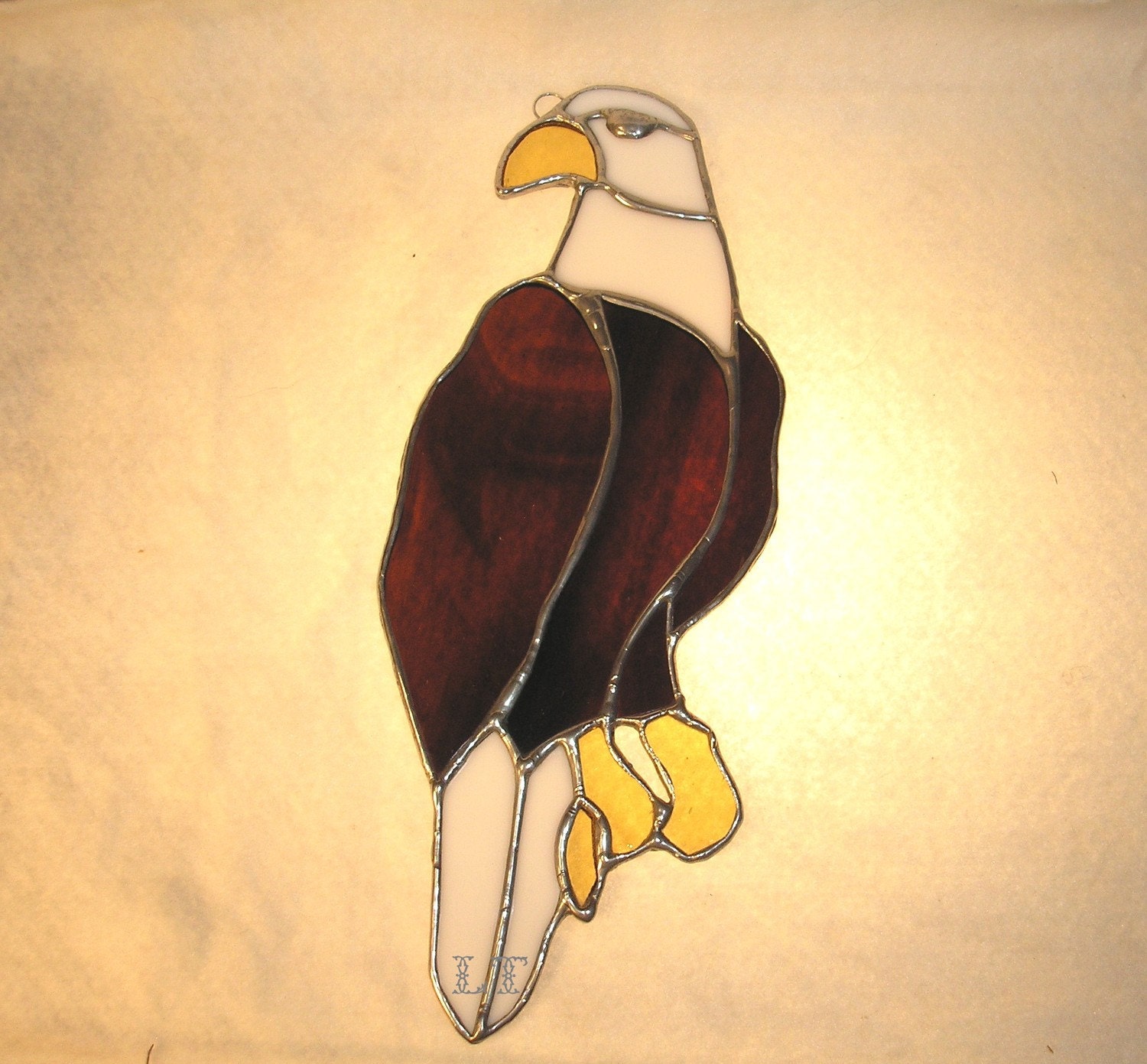 LT Stained glass Bald Eagle bird suncatcher light catcher 9