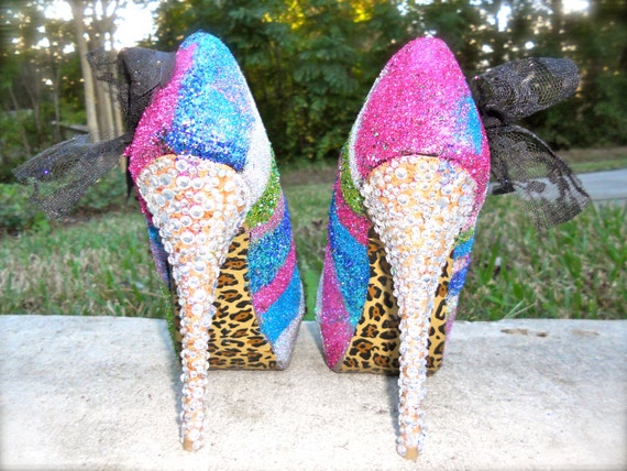 Items similar to Multi-Colored Glitter Heels on Etsy