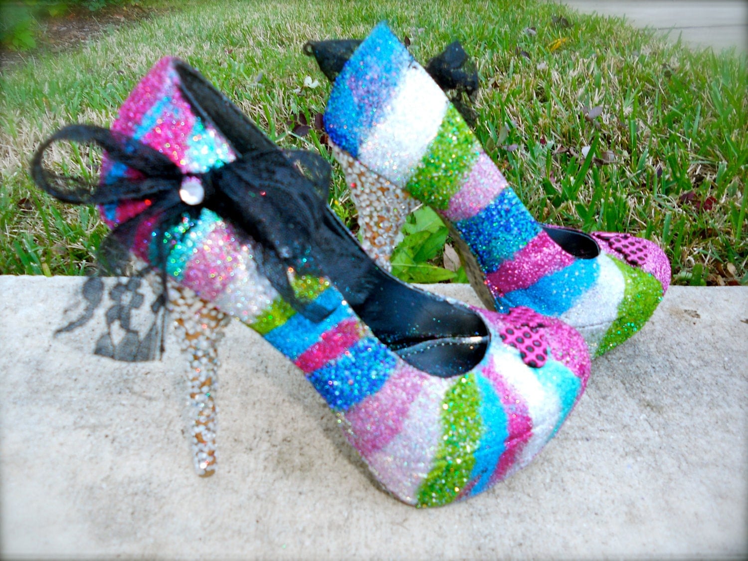 Multi-Colored Glitter Heels