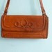 Vintage caramel leather shoulder bag purse / 70s / hippie / handtooled leather