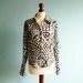 Vintage 80s secretary blouse / black and white / bold geometric print / small medium