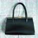 Vintage black leather handbag purse / elegant / classic bag
