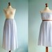 Vintage blue pleat skirt / long / medium large