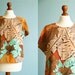 Vintage summer top blouse / floral print / brown orange green / slouchy top / medium large