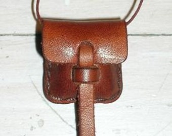 Small Leather Locket Pouch Bag Canyon Tan