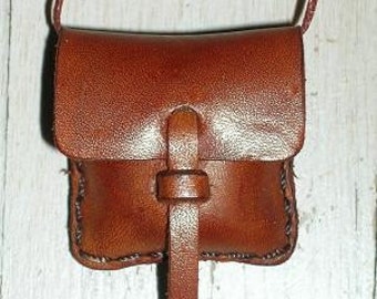 Large Leather Locket Pouch Bag Canyon Tan