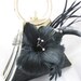 Gold tone with Black Fabric Wedding Bag Clutch Formal Wear Large Feather Feature