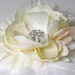 Ivory Rhinestone Feather Flower Blossom Hair Clip Fascinator