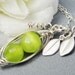 Two Peas In A Pod ALL STERLING Silver Czech Faceted Green Stones.