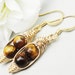 Two Peas In A Pod Gold Gemstone Earrings - Limited Edition Tiger Eye Gem Earrings Ideal For Friends Famly Or Mothers