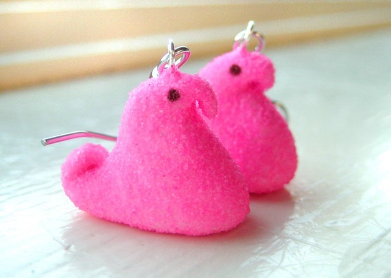 Pink chick peep earrings