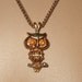 Vintage owl necklace with amber rhinestone eyes. Free shipping Cont. US