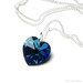 Bermuda Blue Swarovski Crystal Heart Necklace