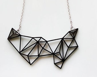 Geometric Necklace Black - Minimalist Necklace - Prism Necklace - Bib Necklace - Gifts for Her - Birthday Gift - White - Geometric Jewelry
