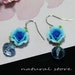 Romantic Sweet Blue Rose Crystal Bead Clay earrings