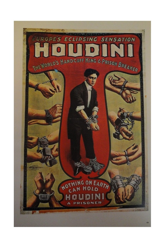 Vintage Magic Poster Harry Houdini Portrait And By Kingpaper