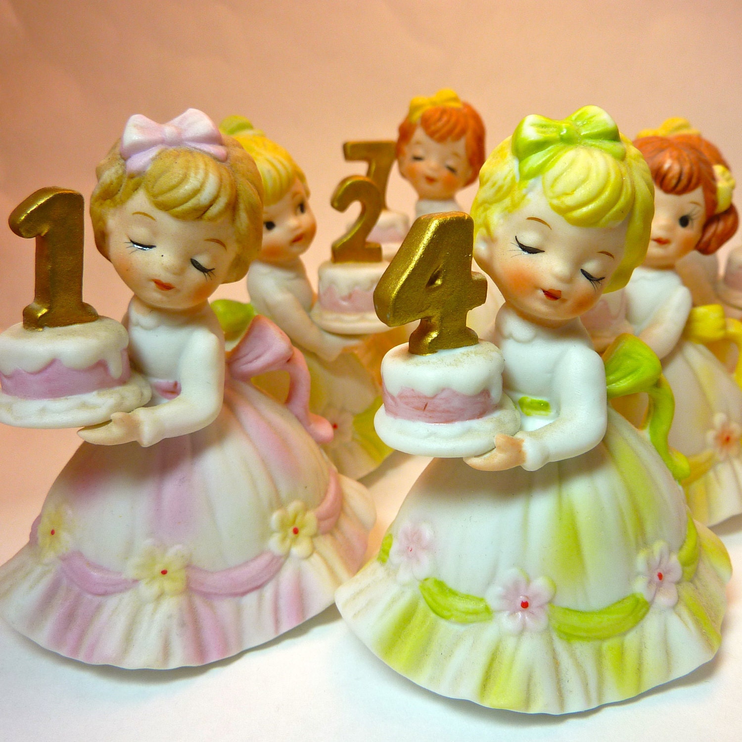 Vintage Lefton Birthday Girl FigurinesSet of 8 1 through 8