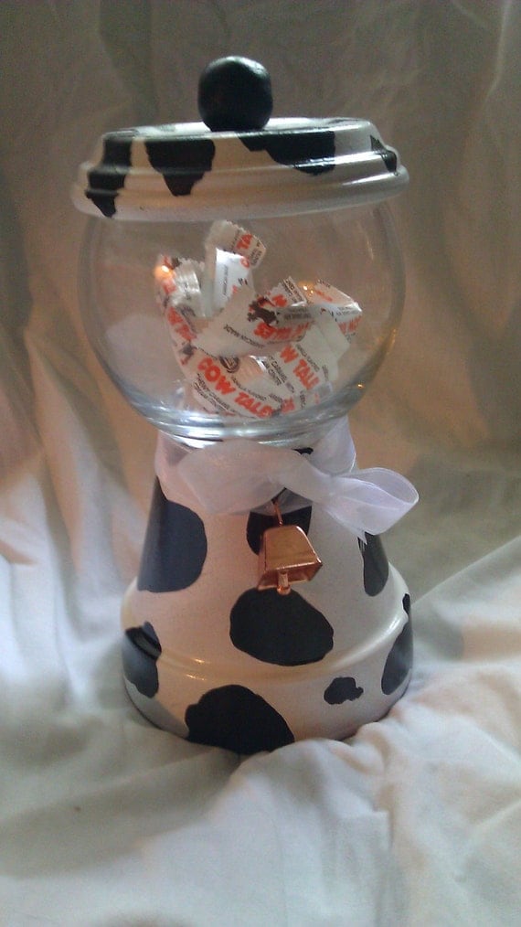 Cow themed gumball machine candy dish with by littleayeka40