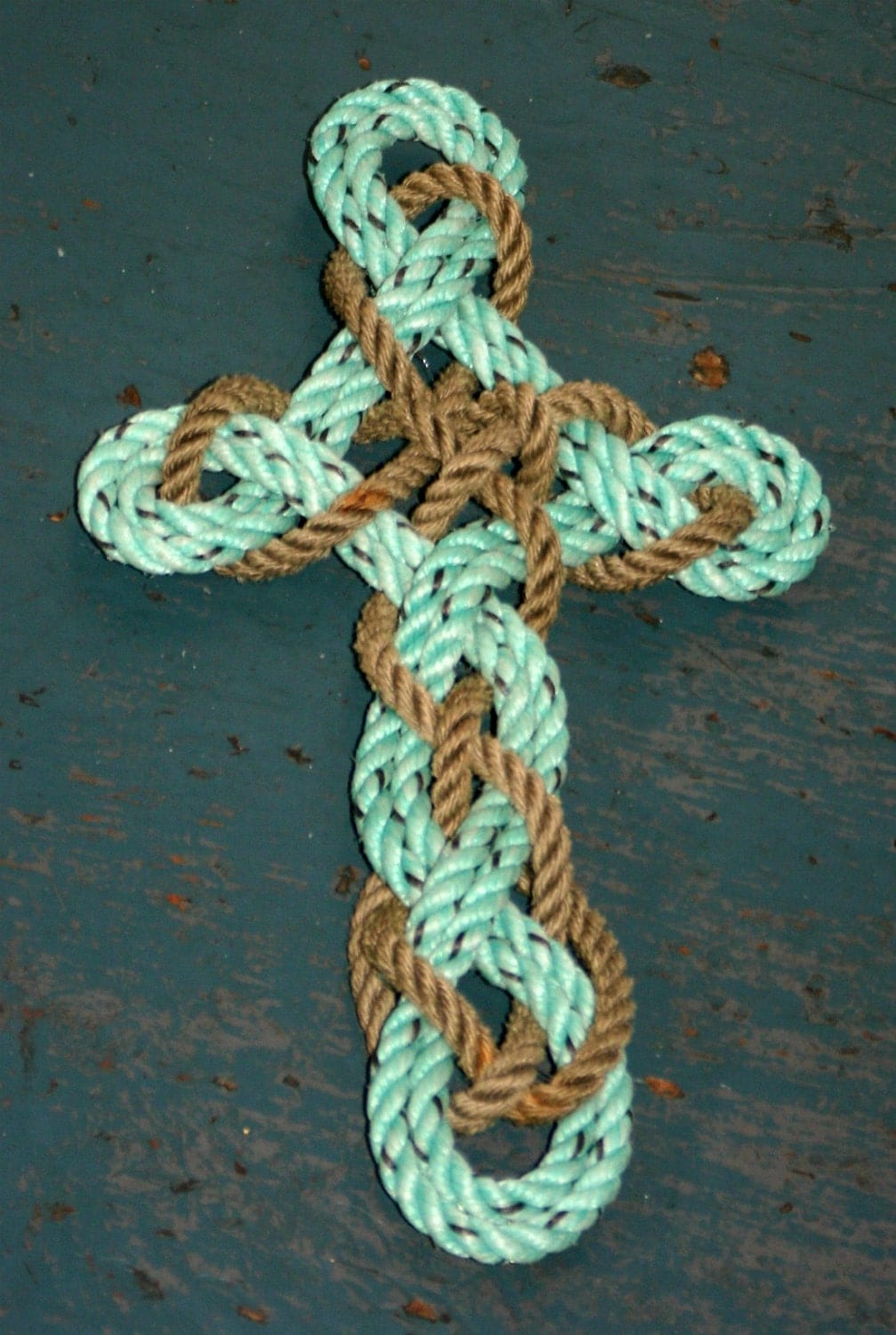 Hand knotted Rope Cross 12 Inches Tall Beautiful Celtic Cross