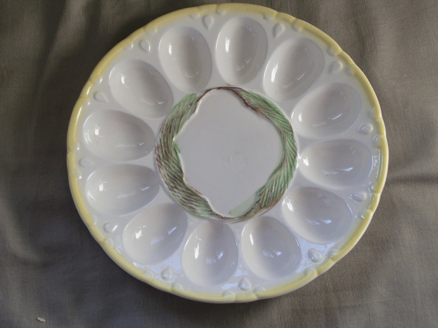 Antique Deviled Egg Serving Tray Plate Easter