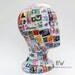 Travelers International postal stamps Mannequin Art Display Head Wig Hat