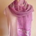 Handpainted Silk Scarf 'Midnight In Paris' In Mauve With Silver Featuring Eiffel Tower