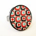 Retro Geometric Ring In Red And Turquoise - Geometric Jewelry - Square Jewelry - Colorful Jewelry - Statement Jewelry