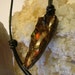 Bright Red and Green Ammolite Found in Utah Deposit, Mens Necklace with Black Adjustable Cord 107
