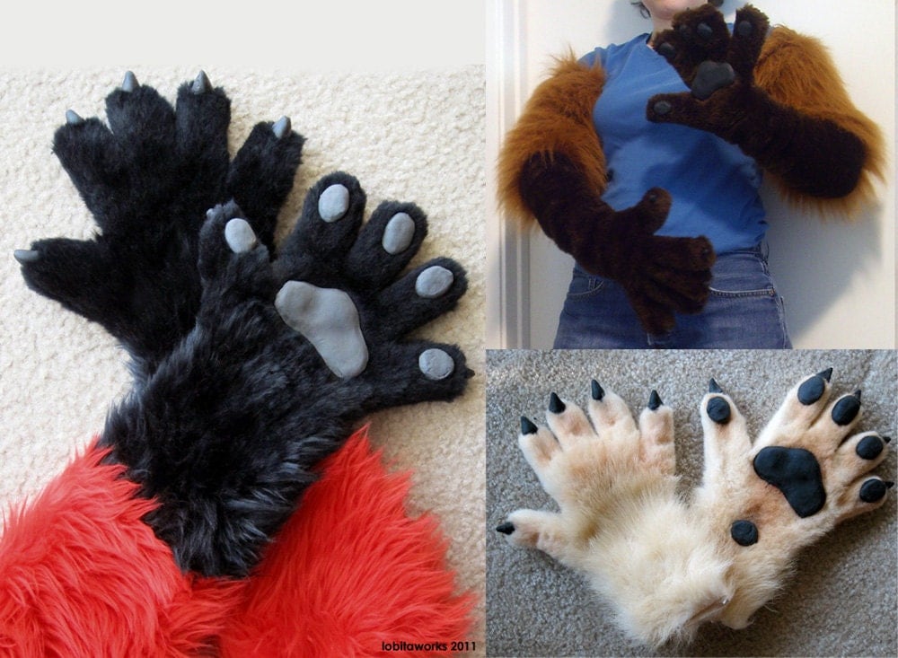 Custom Furry Gloves 5 finger anthro style Made to Order