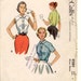 McCalls 9389 Misses 1950s Blouse Pattern Sleeveless or Short Sleeve Fitted Yoked Blouse Rockabilly Womens Vintage Sewing Pattern Bust 34