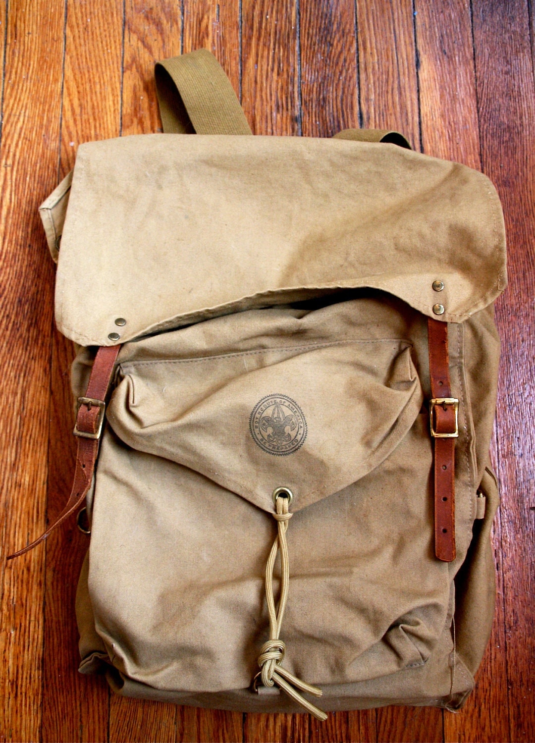 vintage boy scout canvas backpack