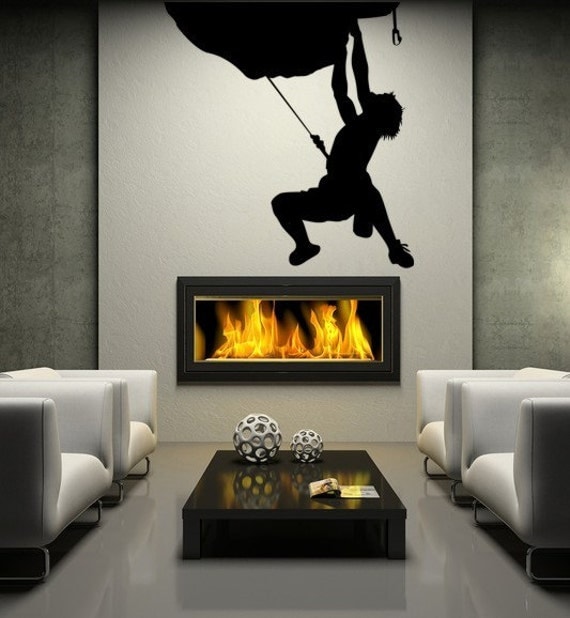 Hanging Mountain Climber Vinyl Decal Wall Art