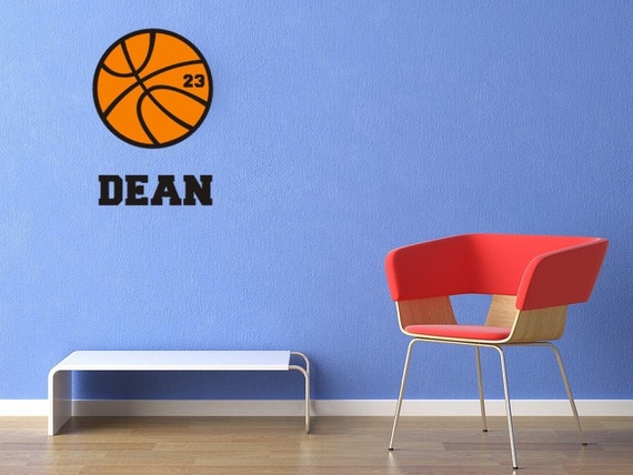 Vinyl Decal Wall Art Sticker Personalized Basketball Name and Number Boys or Girls