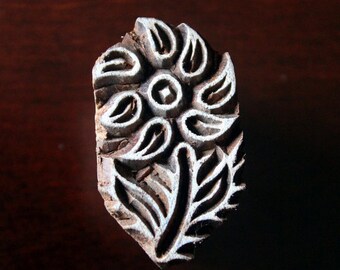 Hand Carved Indian Wood Textile Stamp Block- Flower Motif (ON SALE)