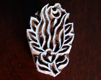 Hand Carved Indian Wood Textile Stamp Block- Rose Bud (ON SALE)
