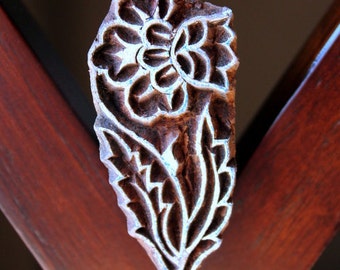 Hand Carved Indian Wood Textile Stamp Block- Daffodil Flower