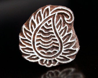 ON SALE Hand Carved Indian Wood Textile Stamp Block- Paisley