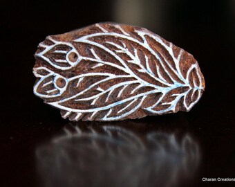 Hand Carved Indian Wood Textile Stamp Block- Flower Buds Motif