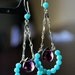 OOAK Turquoise Hoop and Purple Drop Earrings