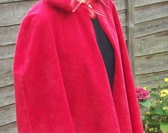 Little Red Riding Hood Cape cloak for Adult also available in black white pink blue green purple brown