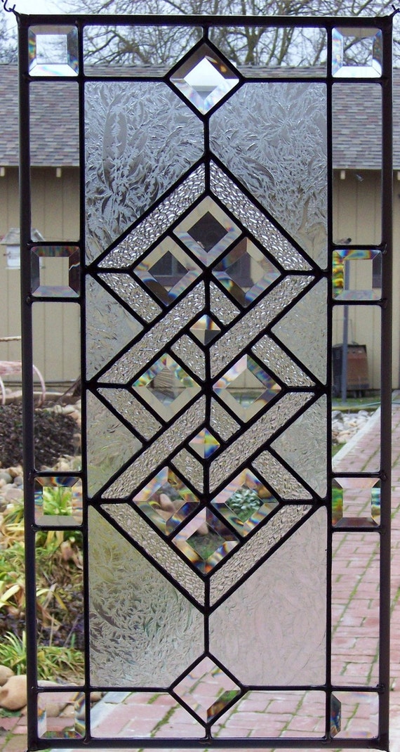 Interlocking Diamonds Stained Glass Window by DebsGlassArt on Etsy