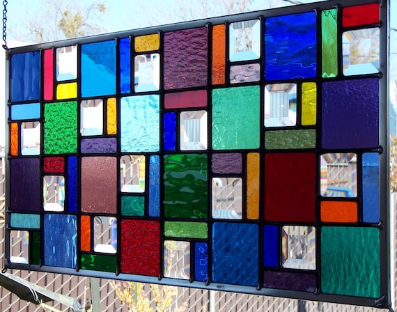 Multi Color Stained Glass Window With Bevels By Debsglassart