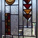 Mission Prairie, Arts and Crafts Earth Tones Stained Glass Window with Rondel