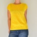 Sunny Yellow Vintage 80s Knit Short Sleeve Sweater Womens Small